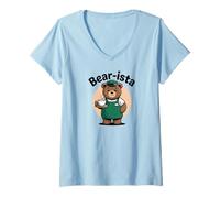 Donna Funny Design Barista Coffee Lover Espresso Caffeine Maglietta con Collo a V