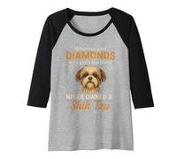 Donna Funny Diamonds è il migliore amico di una ragazza Shih Tzu Dog Puppy Maglia con Maniche Raglan