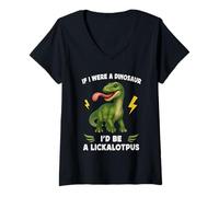 Donna Funny Dinosaur Adult Joke Meme Hilarious Licking Pussy Pun Maglietta con Collo a V