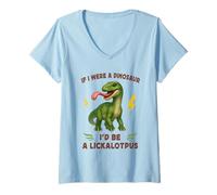 Donna Funny Dinosaur Adult Joke Meme Hilarious Licking Pussy Pun Maglietta con Collo a V
