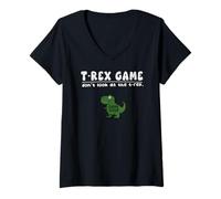 Donna Funny Dinosaur Trex Gioco Non Guardare Gioco Over Ragazzi Ragazze Bambini Maglietta con Collo a V