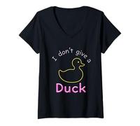 Donna Funny Do I Look Like I Give A Duck I Don't Give A Duck Meme Maglietta con Collo a V