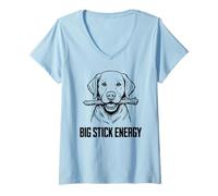 Donna Funny Dog Labrador Owner Human Big Stick Energy Maglietta con Collo a V