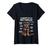 Donna Funny Dog Owner Anatomy of A Rottweiler Maglietta con Collo a V