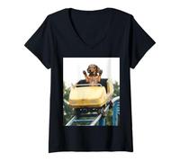 Donna Funny Dog Roller Coaster Meme Silly Graphic Dachshund Maglietta con Collo a V