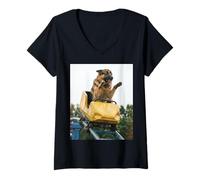 Donna Funny Dog Roller Coaster Meme Silly Graphic German Shepherd Maglietta con Collo a V