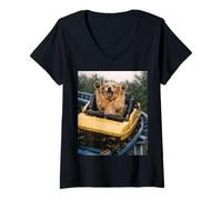 Donna Funny Dog Roller Coaster Meme Silly Graphic Golden Retriever Maglietta con Collo a V