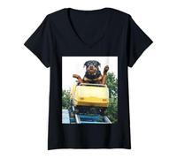 Donna Funny Dog Roller Coaster Meme Silly Graphic Rottweiler Maglietta con Collo a V