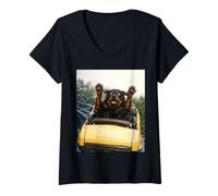 Donna Funny Dog Roller Coaster Meme Silly Graphic Rottweiler Maglietta con Collo a V