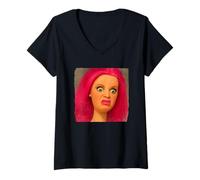 Donna Funny Doll Face Meme Hilarious Disgusting Doll Face Pun Maglietta con Collo a V