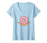 Donna Funny Donut Yoga Zen Maglietta con Collo a V