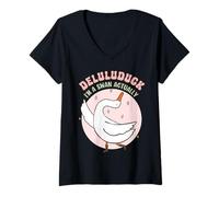 Donna Funny Duck Deluluduck I'm a Swan Actually Maglietta con Collo a V
