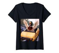 Donna Funny Duck Roller Coaster Meme Silly Graphic Maglietta con Collo a V