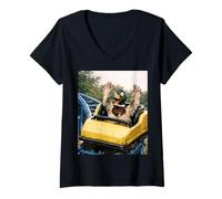 Donna Funny Duck Roller Coaster Meme Silly Graphic Maglietta con Collo a V