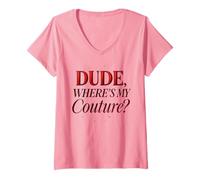 Donna Funny Dude Where's My Couture Maglietta con Collo a V
