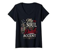 Donna Funny Dutch Humor Netherlands Joke Accent Pride Maglietta con Collo a V
