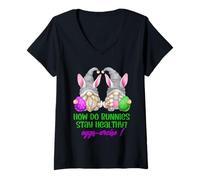 Donna Funny Easter Workout GNOME Pun for Gym Women for Exercise Maglietta con Collo a V