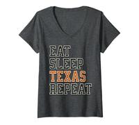Donna Funny Eat Sleep Texas Repeat, Great State of Texas Souvenir Maglietta con Collo a V
