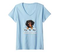 Donna Funny Elements Happiness Black Long Haired Dachshund Lover Maglietta con Collo a V