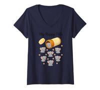 Donna Funny Elephant My Happy Pills Animal Lover Ragazzi Ragazze Bambini Maglietta con Collo a V