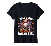 Donna Funny Fall Saying for Garden Mom with Autumn Leaves GNOME Maglietta con Collo a V