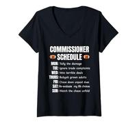 Donna Funny Fantasy Football Commissioner Schedule Draft Day Maglietta con Collo a V
