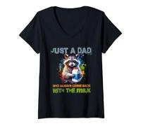 Donna Funny Father's Just a dad who always returned with the Milk Maglietta con Collo a V