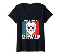 Donna Funny Feels Like A Penalty Box - Maglietta da Hockey Divertente Maglietta con Collo a V