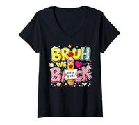 Donna Funny First Day of School 5th Fifth Grade Bruh We Back Maglietta con Collo a V
