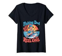 Donna Funny Fishing Dad Like A Regular Dad But Reel Cool Maglietta con Collo a V