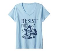 Donna Funny Flippers Up Resist Penguins Protest Against Tariffs Maglietta con Collo a V