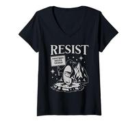 Donna Funny Flippers Up Resist Penguins Protest Against Tariffs Maglietta con Collo a V