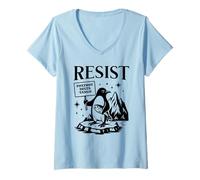 Donna Funny Flippers Up Resist Penguins Protest Against Tariffs Maglietta con Collo a V