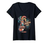 Donna Funny Fox in Show Girl Era Outfit Meme Volpi Donne Ragazze Maglietta con Collo a V