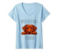 Donna Funny Fox Red Labrador Dog Owner Maglietta con Collo a V