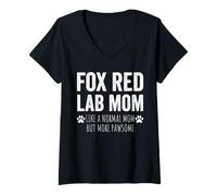 Donna Funny Fox Red Labrador Mom Dog Owner Maglietta con Collo a V