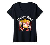 Donna Funny French Fries, Fryday Everyday Foodie, Steady Fries Maglietta con Collo a V