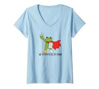 Donna Funny Frog ADHD We Hyperfocus all'alba Maglietta con Collo a V