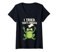 Donna Funny Frog Smettere Meme Sarcastico I Tried That's Enough Maglietta con Collo a V