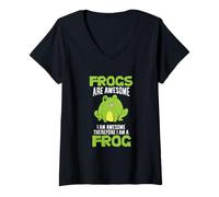 Donna Funny Frogs Are Awesome I'm Awesome Therefore I Am A Frog Maglietta con Collo a V