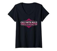 Donna Funny Gals With Mals, Belgian Malinois Mom, Malinois Lover Maglietta con Collo a V