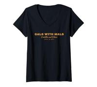 Donna Funny Gals With Mals, Cuddles and Chaos. Malinois Mom Maglietta con Collo a V
