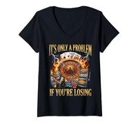 Donna Funny Gambling Bootleg It's Only A Problem If You're Losing Maglietta con Collo a V