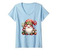 Donna Funny Gardening Graphic for Women Cute Strawberry GNOME Maglietta con Collo a V