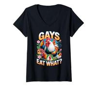 Donna Funny Gays Eat What - Cock Chicken LGBT Humor Gay Men Women Maglietta con Collo a V