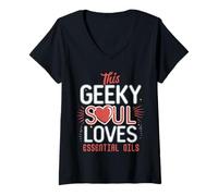 Donna Funny Geek Humor Oli Essenziali e Aromaterapia Amore Maglietta con Collo a V