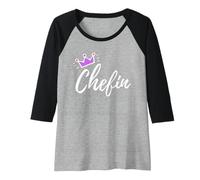 Donna Funny German Saying Chefin Boss Purple Pink Crown Maglia con Maniche Raglan