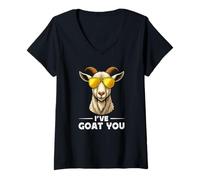 Donna Funny Goat Farming Farmer Joke Goat Pun I've Goat You Maglietta con Collo a V