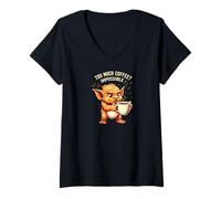 Donna Funny Goblin Coffee Lover Too Much Caffeine Impossible Maglietta con Collo a V