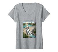 Donna Funny God Rebus Design. Sarcastic Religion Maglietta con Collo a V